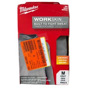 Milwaukee Workskin Hooded Sun Shirt Gray Mens Medium M550G-M UPF 50+ Long Sleeve